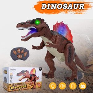 Remote Control Dinosaur Spinosaurus Toy, 20-inch Large Walking Robot Action Figure Dancing Dinosaur RC Toys with LED Light and Roaring Realistic Sounds for 3 4 5 6 7 8 9 Year Old Boys Girls Kids Gift