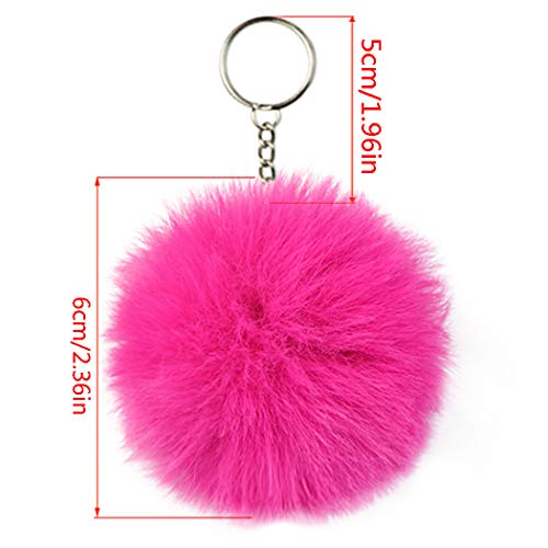 Tongcloud 30pcs Faux Fur Ball Pom Poms Keychains Pom Poms Keychains Fluffy Faux Fur Pompoms Balls for Girls Women Hats Shoes Bags Accessories (15 Colors, 6cm/2.36'')