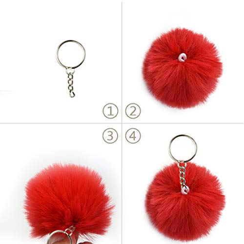 Tongcloud 30pcs Faux Fur Ball Pom Poms Keychains Pom Poms Keychains Fluffy Faux Fur Pompoms Balls for Girls Women Hats Shoes Bags Accessories (15 Colors, 6cm/2.36'')