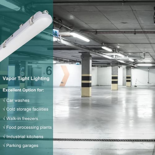 kadision 4FT Vapor Tight LED Light Fixture, 60W/50W/40W Wattage Selectable 7200lm 5000K 100-277V, 0-10V Dimmable Vapor Proof LED Light for Car Washes Parking Garages, UL Listed