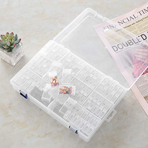 Diamond Bead Storage Containers,120 Pcs Removable Clear Plastic Organizer with Snap Shut Lid for Nail Art Rhinestone Jewelry DIY Diamond Cross Stitch Tools and Other Small Items