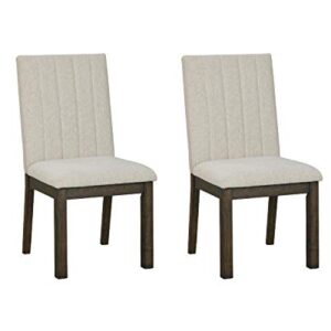 Signature Design by Ashley Dellbeck Contemporary Upholstered Channel Stiched Dining Chair, 2 Count, Beige