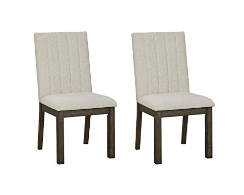 Signature Design by Ashley Dellbeck Contemporary Upholstered Channel Stiched Dining Chair, 2 Count, Beige