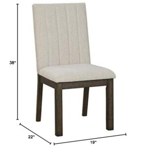 Signature Design by Ashley Dellbeck Contemporary Upholstered Channel Stiched Dining Chair, 2 Count, Beige