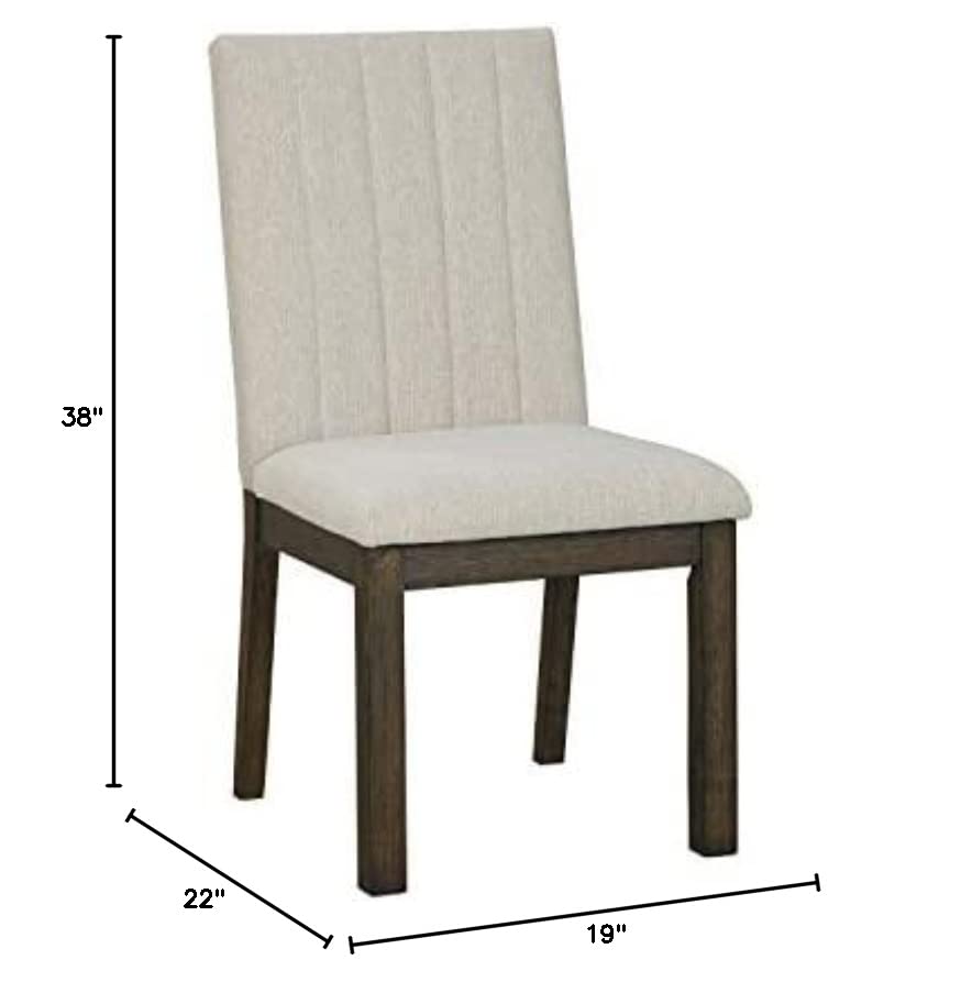 Signature Design by Ashley Dellbeck Contemporary Upholstered Channel Stiched Dining Chair, 2 Count, Beige