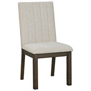 Signature Design by Ashley Dellbeck Contemporary Upholstered Channel Stiched Dining Chair, 2 Count, Beige