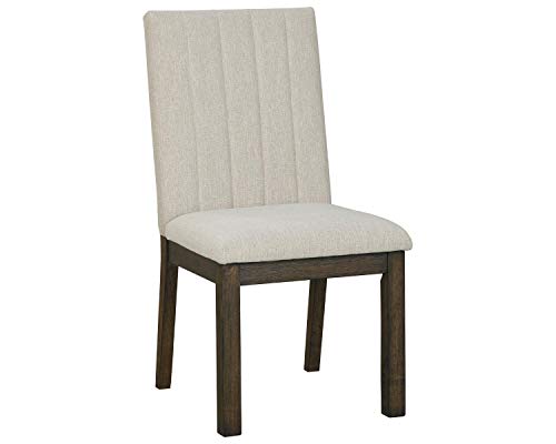 Signature Design by Ashley Dellbeck Contemporary Upholstered Channel Stiched Dining Chair, 2 Count, Beige