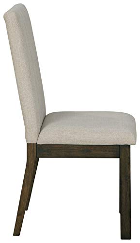 Signature Design by Ashley Dellbeck Contemporary Upholstered Channel Stiched Dining Chair, 2 Count, Beige