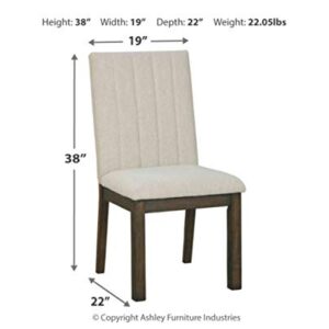 Signature Design by Ashley Dellbeck Contemporary Upholstered Channel Stiched Dining Chair, 2 Count, Beige