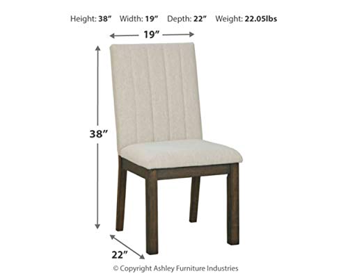 Signature Design by Ashley Dellbeck Contemporary Upholstered Channel Stiched Dining Chair, 2 Count, Beige