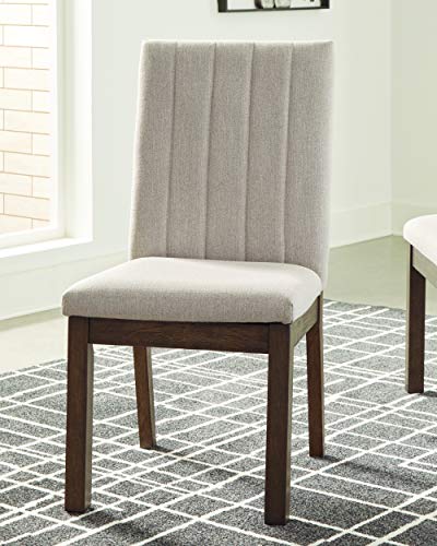 Signature Design by Ashley Dellbeck Contemporary Upholstered Channel Stiched Dining Chair, 2 Count, Beige