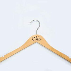 NAHANCO MRSMRS20017 Same Sex, Gay Pride Hanger Set, Natural Wood Hangers with Black Imprint (Mrs. and Mrs.), 17” (2-Piece Set)