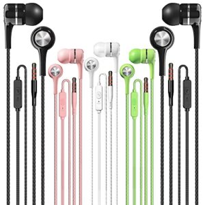 LWZCAM Earbuds Earphones with Microphone,5pack Ear Buds Wired Headphones,Noise Islating Earbuds,Fits 3.5mm Interface for iPad,iPod,Mp3 Players,Android and iOS Smartphones(Black+Pink+White+Green)