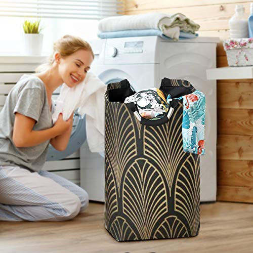 Laundry Hamper Art Deco Design Laundry Basket Collapsible Storage Bin with Handles for Clothes Washing Bedroom Organizer Toy Collection