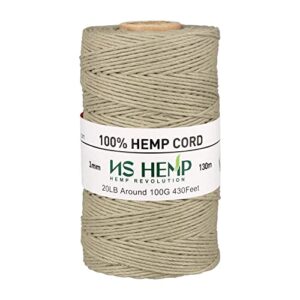 【 ns hemp 】 sustainable hemp twine spool for jewelry making bracelets necklaces arts crafts gift decoration and more - 1mm 130m (026 raw)