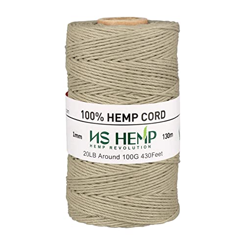 【 NS HEMP 】 Sustainable Hemp Twine Spool for Jewelry Making Bracelets Necklaces Arts Crafts Gift Decoration and More - 1mm 130m (026 RAW)