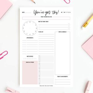 Bliss Collections Weekly Planner, You've Got This, Undated Tear-Off Sheets Notepad Includes Calendar, Organizer, Scheduler for Goals, Tasks, Ideas, Notes and to Do Lists, 6"x9" (50 Sheets)