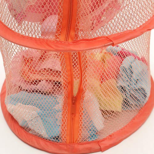 GSHLLO Foldable 3 Compartments Hanging Mesh Storage Bags Mesh Organizer Basket Drying Net Bag with Zipper for Bathroom Wardrobe