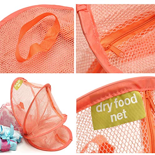 GSHLLO Foldable 3 Compartments Hanging Mesh Storage Bags Mesh Organizer Basket Drying Net Bag with Zipper for Bathroom Wardrobe