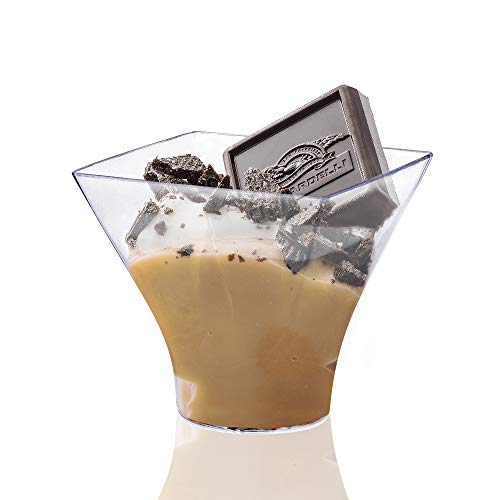 Hedume 100 Pack 2oz Plastic Dessert Cups with Dessert Spoons, Mini Dessert Cups for Chocolate Desserts, Appetizers, Dessert Samplers, Event and Party