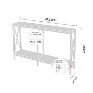 AZL1 Life Concept Console Table with Shelf for Living Bed Room Coffee Office, Weathered Gray, Dark Oak 1