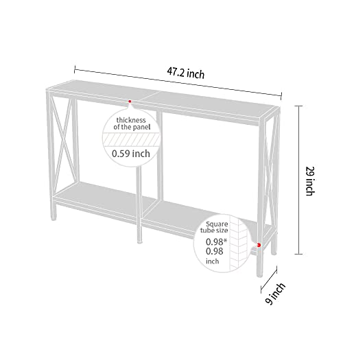 AZL1 Life Concept Console Table with Shelf for Living Bed Room Coffee Office, Weathered Gray, Dark Oak 1