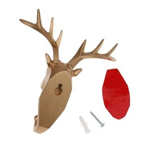 Kepfire Elegant Wall Art Cartoon Bedroom Christmas Hook Mural Home Decoration Creative Animal Gold Deer Head Coat Bag Key Cap Punch-Free Hanging Resin Nordic Style