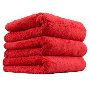chemical guys happy ending ultra plush edgeless microfiber towel, red (16" x 16")
