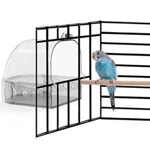 Hamiledyi Bird Cage Bath Parrot Bath Box Accessories Bird Bathing for Budgies Supplies Hanging Bathtub for Small Pet Cockatiel Canary Cockatoos Parakeet Conure Lovebird