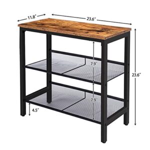 HOOBRO Side Table, 3-Tier Narrow End Table, Nightstand with 2 Flat or Slant Adjustable Shelves for Small Spaces, Hallway, Living Room, Bedroom, Sturdy, Easy Assembly, Rustic Brown and Black BF23BZ01