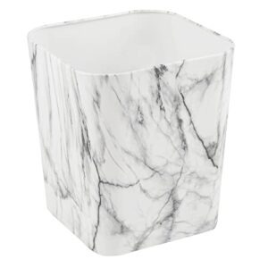 mDesign Small Square Metal 2.3 Gallon Trash Can Wastebasket Garbage Container Bin for Bathroom, Powder Room, Bedroom - Holds Waste and Recycling - Unity Collection - Marble