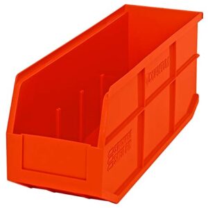 quantum storage k-ssb461or-5 5-pack stackable plastic shelf bin, 18" x 6" x 7", orange