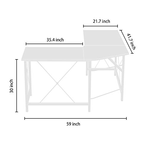 Coral Flower L-Shaped Desks for Home Office - Corner Computer Desk Writing Table Workstation - Sturdy Gaming Desk PC Laptop Dark Brown