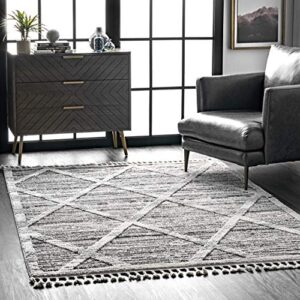 nuloom suri soft diamond trellis textured area rug, 5' 3" x 7' 7", grey