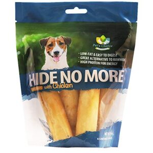 Pet’s Choice Pharmaceuticals HideNoMore, Rawhide Free Chicken Chew Treats for Dogs, 4-5" 4 ct