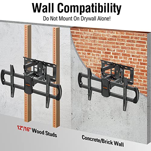 ELIVED TV Wall Mount, for Most 37-75Inch Flat Screen TVs, Swivel and Tilt Full Motion TV Mount Bracket with Articulating Arms, Max VESA 600x400mm, 100 lbs. Loading, 8"-16" Wood Studs