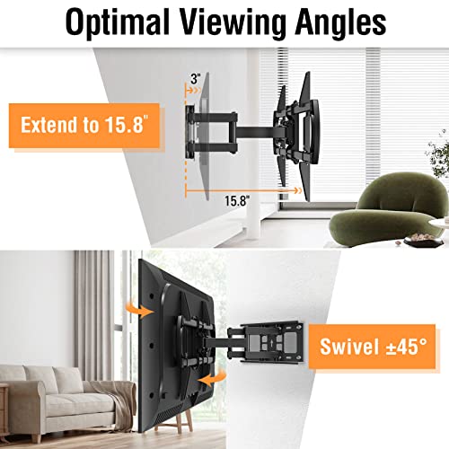 ELIVED TV Wall Mount, for Most 37-75Inch Flat Screen TVs, Swivel and Tilt Full Motion TV Mount Bracket with Articulating Arms, Max VESA 600x400mm, 100 lbs. Loading, 8"-16" Wood Studs