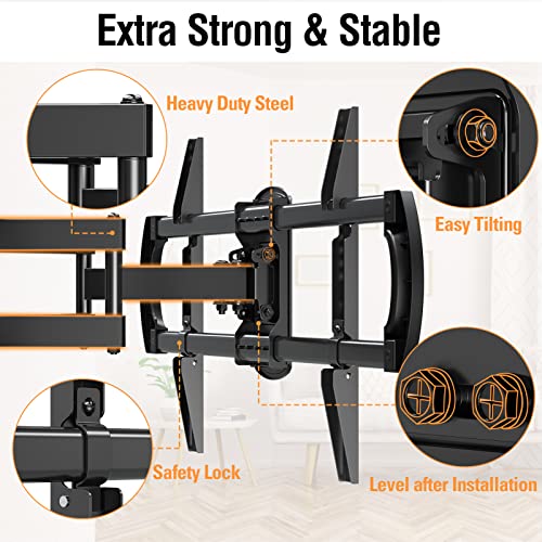 ELIVED TV Wall Mount, for Most 37-75Inch Flat Screen TVs, Swivel and Tilt Full Motion TV Mount Bracket with Articulating Arms, Max VESA 600x400mm, 100 lbs. Loading, 8"-16" Wood Studs