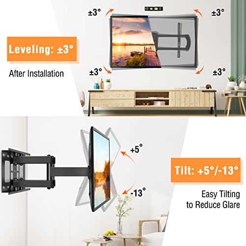 ELIVED TV Wall Mount, for Most 37-75Inch Flat Screen TVs, Swivel and Tilt Full Motion TV Mount Bracket with Articulating Arms, Max VESA 600x400mm, 100 lbs. Loading, 8"-16" Wood Studs