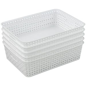 sosody plastic a4 office storage baskets, desk tray organizer, white, 5 packs