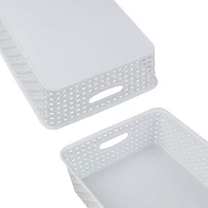 Sosody Plastic A4 Office Storage Baskets, Desk Tray Organizer, White, 5 Packs