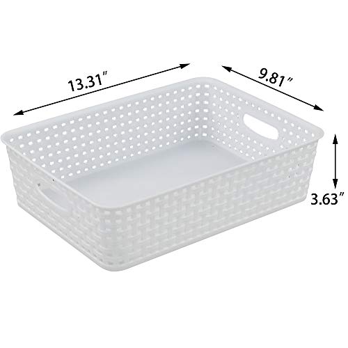 Sosody Plastic A4 Office Storage Baskets, Desk Tray Organizer, White, 5 Packs