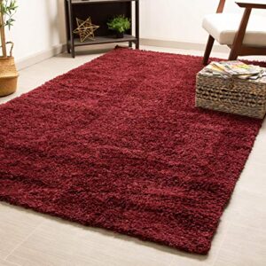 super area rugs fluffy & soft fiber shag rug perfect for living rooms, dining rooms and home decor, cranberry red, 4' x 6' rectangle