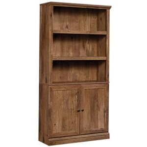 sauder misc storage 3-shelf 2-door tall wood bookcase in vintage oak