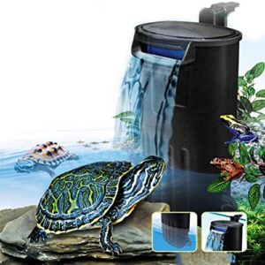yueyuezou turtle/reptile filter for 20 gallon tank, 5/10/30 gallon etc, ultra-quiet waterfall filter for shrimp amphibian frog crab aquarium