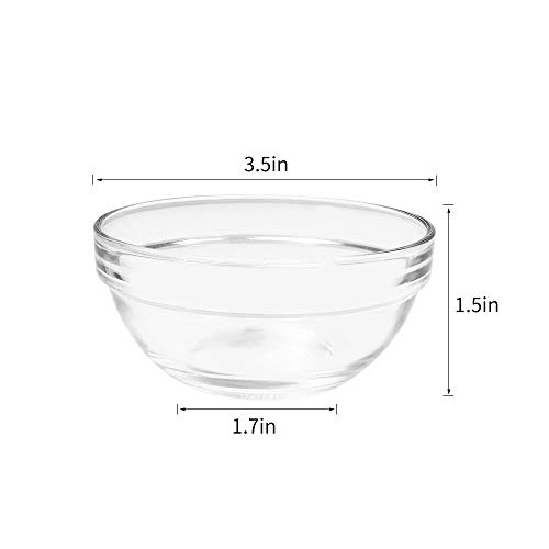 SZUAH 3.5 Inch Small Glass Bowls 12 Pack Prep Bowls Serving Bowls 4.5 OZ Microwavable Stackable Clear Glass Bowls for Kitchen, Dessert, Dips, Nut and Candy Dishes, Dishwasher Safe