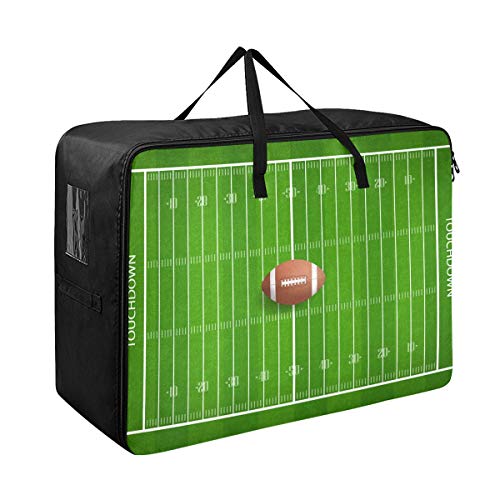 N/ A Underbed Large Capacity Storage Bag - Football Field Green Quilt Clothes Organizer Decoration Luggage Zipper Moving Tote