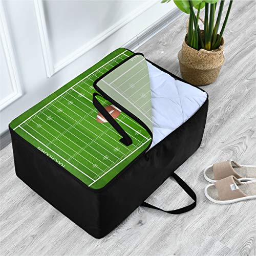 N/ A Underbed Large Capacity Storage Bag - Football Field Green Quilt Clothes Organizer Decoration Luggage Zipper Moving Tote