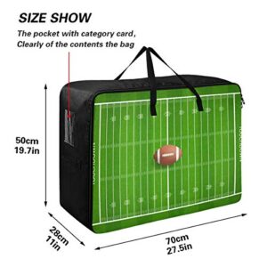 N/ A Underbed Large Capacity Storage Bag - Football Field Green Quilt Clothes Organizer Decoration Luggage Zipper Moving Tote