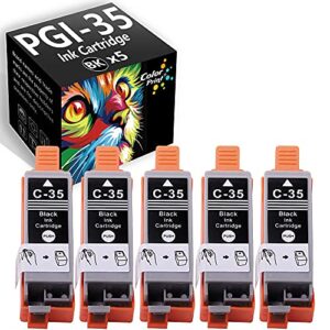 colorprint compatible pgi35 ink cartridge replacement for canon 35 pgi-35 cli36 cli-36 work with pixma ip110 tr150 ip100 mini260 mini320 laser printer (5-pack, black)